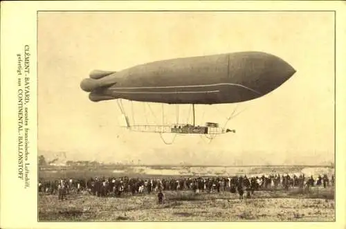 Ak Clément Bayard, neuestes französisches Luftschiff, gefertigt aus Continental Ballonstoff