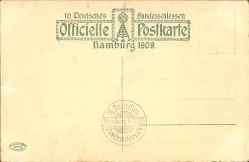 Ak 16. Deutsches Bundesschießen Hamburg 1909, Restaurant Rotenburg, Ballon Germania Bräu