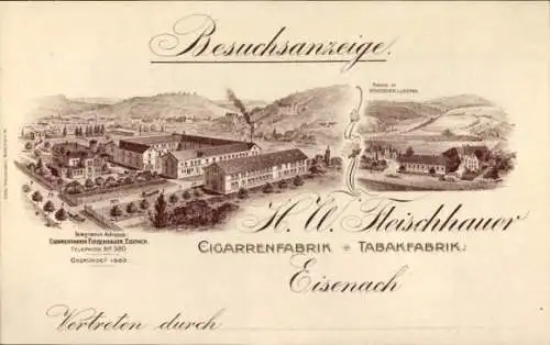 Künstler Ak Eisenach in Thüringen, Zigarrenfabrik u. Tabakfabrik H. W. Fleischhauer, Besuchsanzeige