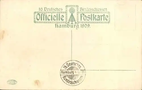 Ak Hamburg, 16. Dt. Bundesschießen 1909, Ozeandampfer Hammonia, Henry Löbel Wappen