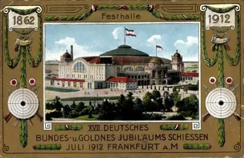 Passepartout Ak Frankfurt am Main, XVII. Deutsches Bundesschießen 1912, Festhalle
