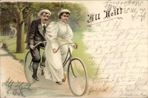 Litho All Heil, Paar auf einem Tandem