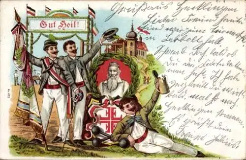 Litho Turnfest, Turner, Gut Heil, Turnvater Jahn