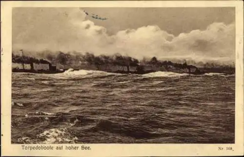 Ak Deutsche Kriegsschiffe, Torpedoboote auf hoher See, Kaiserliche Marine