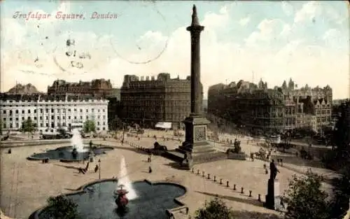Ak London City England, Trafalgar Square, Nelson Monument