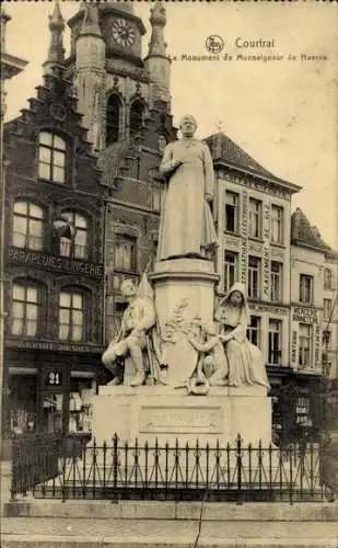 Ak Kortrijk Kortrijk Westflandern, Denkmal von Monseigneur de Haerne