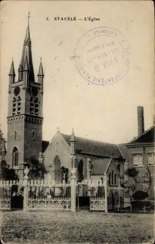 Ak Stavele Alveringem Westflandern, Kirche