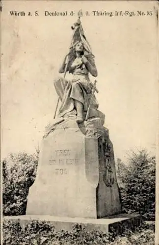 Ak Wœrth sur Sauer Woerth Wörth an der Sauer Elsass Bas Rhin, Denkmal 6. Thür. Inf. Rgt. Nr. 95