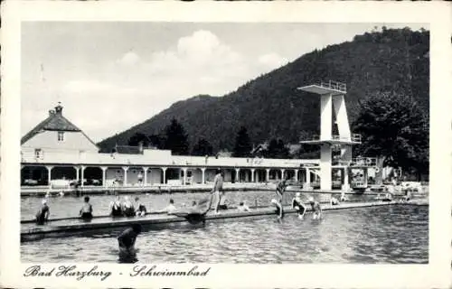 Ak Bad Harzburg am Harz, Schwimmbad, Sprungturm