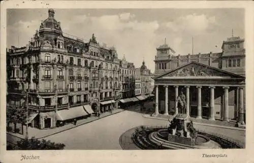 Ak Aachen, Theaterplatz