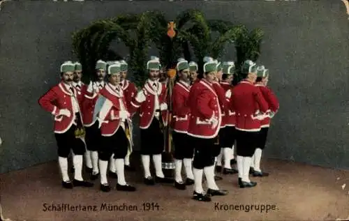 Ak München Bayern, Schäfflertanz 1914, Kronengruppe