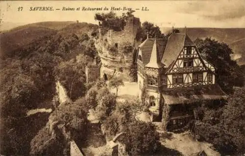 Ak Saverne Zabern Elsass Bas Rhin, Château du Haut-Barr, Burg Hohbarr, Ruines et Restaurant