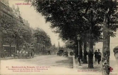 Ak Paris XI, Boulevard du Temple, Place de la République