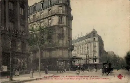 Ak Paris XI, Avenue Parmentier, Avenue de la République