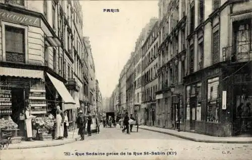 Ak Paris XI, Rue Sedaine, entnommen aus der Rue St-Sabin