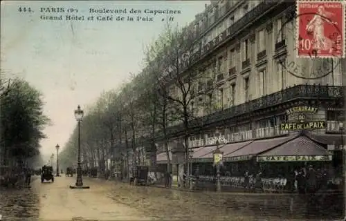 Ak Paris IX, Boulevard des Capucines, Grand Hotel, Café de la Paix