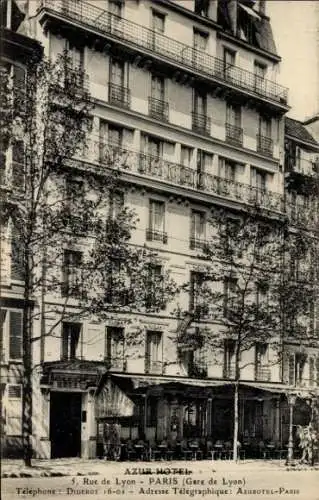 Ak Paris XII Reuilly, Rue de Lyon, Azur Hotel