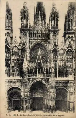 Ak Rouen Seine Maritime, Kathedrale, Fassade