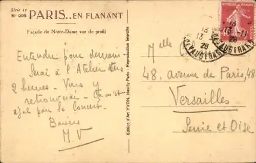 Ak Paris, Facade de Notre-Dame vue de profil