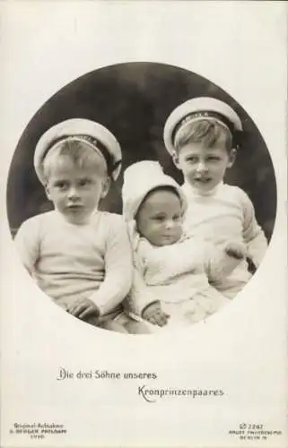 Ak Die drei Söhne des Kronprinzenpaares, Prinz Wilhelm, Louis Ferdinand, Hubertus, PH 2287