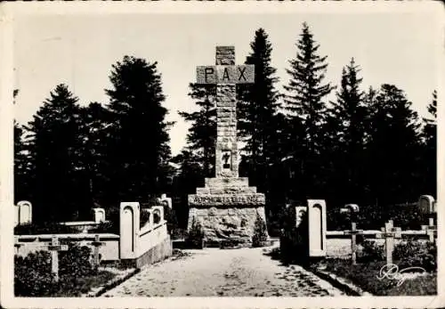 Ak Orbey Urbeis Elsass Haut Rhin, Col du Wettstein, Französischer Militärfriedhof, Denkmal