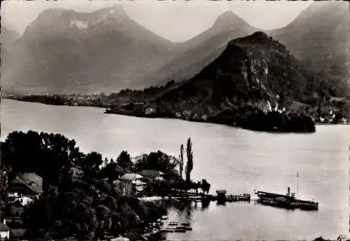 Ak Montmin Talloires Montmin Haute Savoie, Panorama, Duingt, Hafen, Berg