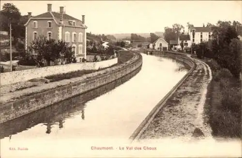 Ak Chaumont Haute Marne, Le Val des Choux, Kanalpartie mit Ortschaft