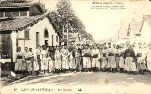 Ak Sathonay Camp Rhône, Vor der Suppe, Les Zouaves