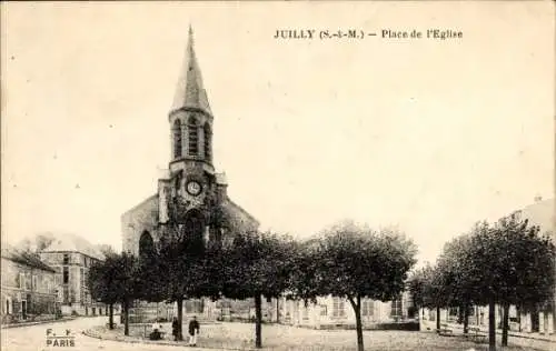 Ak Juli Seine et Marne, Place de la Église