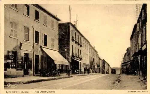 Ak Lorette Loire, Rue Jean Jaurès