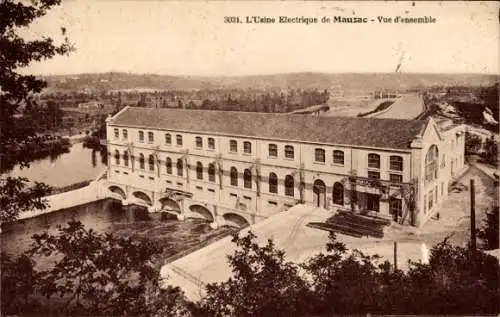 Ak Mauzac Dordogne, L'Usine Electrique, Vue d'ensemble, Barrage, Wasserkraftwerk