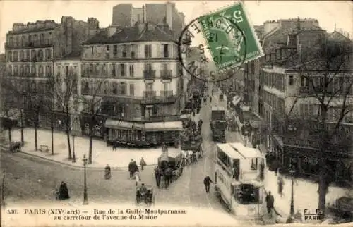 Ak Paris XIV Observatorium, Montparnasse, rue de la Gaité