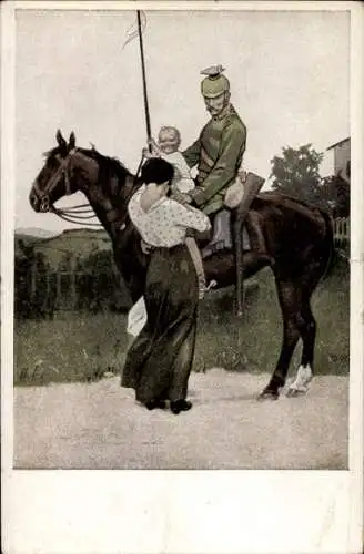 Künstler Ak Wennerberg, Bruno, Abschied, Ulane nimmt Abschied von Familie