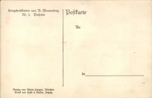 Künstler Ak Wennerberg, Bruno, Daheim, verwundeter Soldat, zwei Frauen