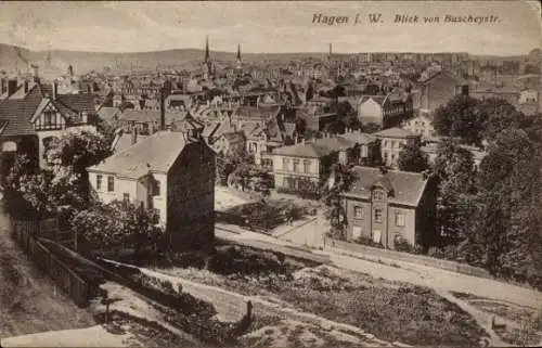 Ak Hagen in Westfalen, Totalansicht, Blick von der Buscheystraße