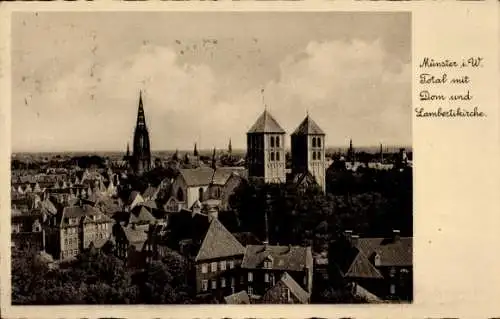 Ak Münster in Westfalen, Gesamtansicht, Dom, Lambertikirche