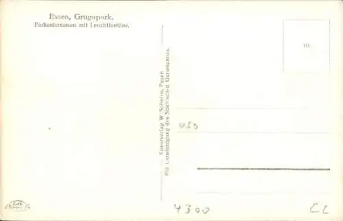 Ak Essen im Ruhrgebiet, Grugapark, Farbenterrassen mit Leuchtfontäne