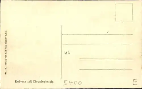 Ak Ehrenbreitstein Koblenz am Rhein, Gesamtansicht