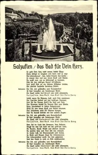 Ak Bad Salzuflen in Lippe, Springbrunnen, Gedicht Salzuflen - Bad für Dein Herz v. Otto Franz Krauss
