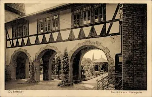 Ak Duderstadt Eichsfeld Niedersachsen, Durchblick zum Klostergarten, Stadtansicht