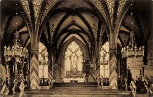 Ak Walkenried in Niedersachsen, Klosterkirche, Innenansicht, früherer Kapitelsaal, Altar, Bänke