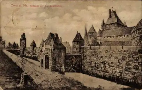 Ak Zons Dormagen am Niederrhein, Schloss vor der Zerstörung