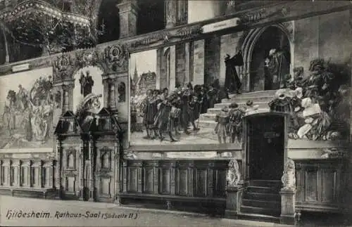 Ak Hildesheim in Niedersachsen, Rathaus-Saal, Südseite II, Fresken