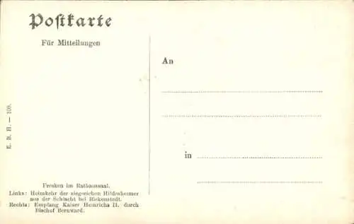 Ak Hildesheim in Niedersachsen, Rathaus-Saal, Nordseite, Fresken