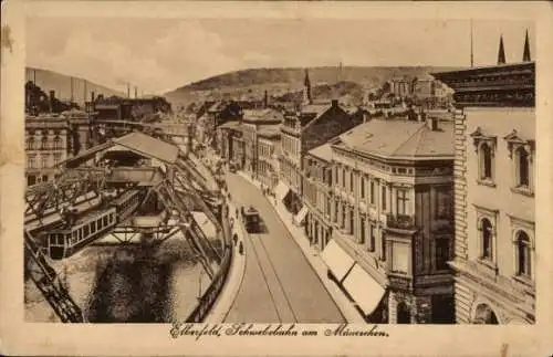 Ak Elberfeld Wuppertal, Schwebebahn, Mäuerchen