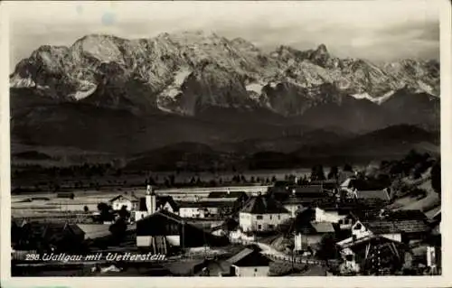 Ak Wallgau Oberbayern, Gesamtansicht, Wetterstein