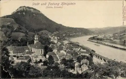 Ak Königstein an der Elbe Sächsische Schweiz, Stadt und Festung Königstein