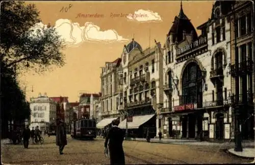 Ak Amsterdam Nordholland Niederlande, Rembrandtplein, Straßenbahn