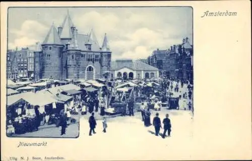 Ak Amsterdam Nordholland Niederlande, Marktplatz