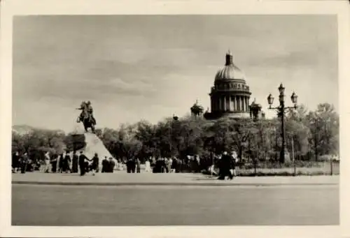 Ak Sankt Petersburg Russland, Der eherne Reiter, Isaak Kathedrale